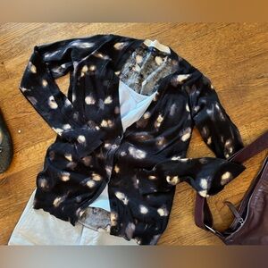 2/$20 EUC vintage GAP Black/Gray print 100% cotton cardigan, S, boho preppy